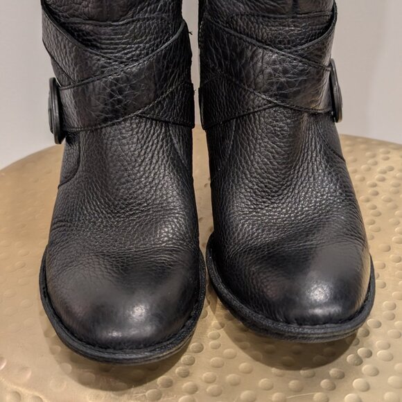 Born Heeled Low-Calf Moto Black Leather Boots - Women's sz 7 - Picture 6 of 12